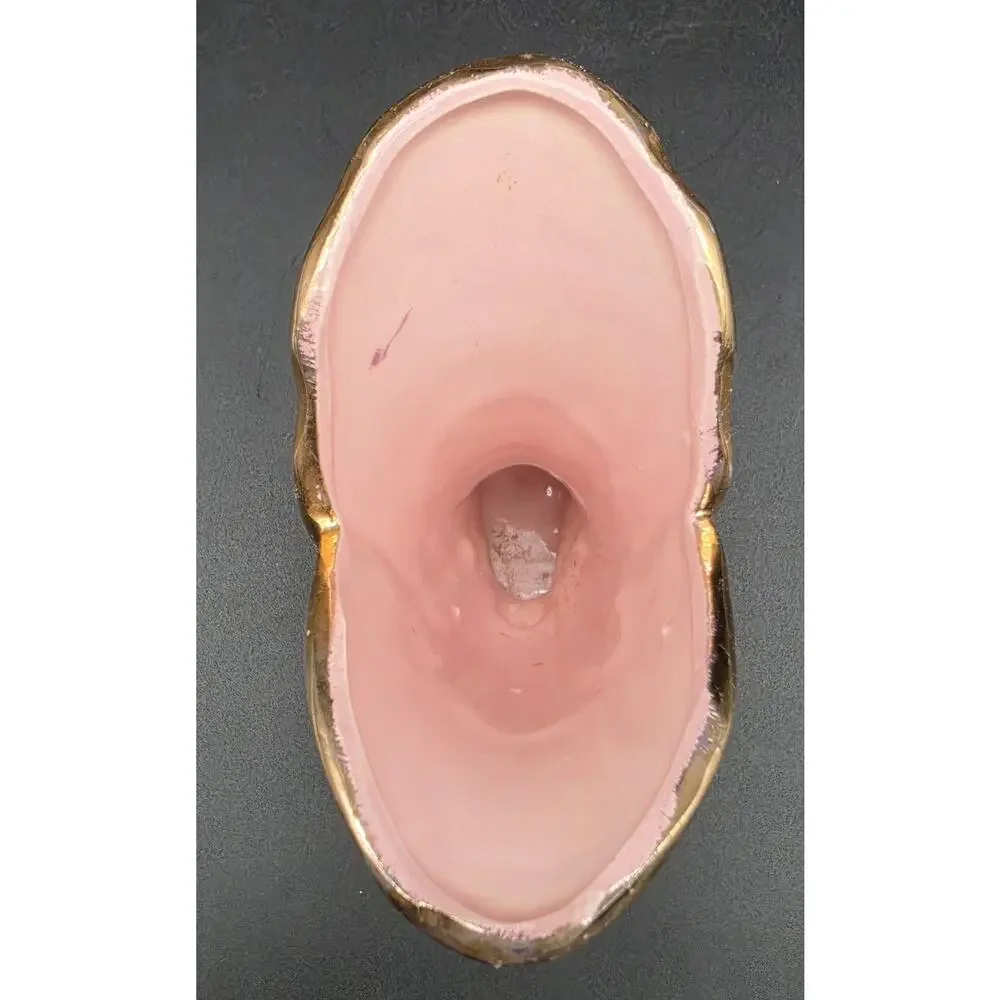 VTG Savoy China Pink & 24K Gold Cornucopia Horn Vase 6.125